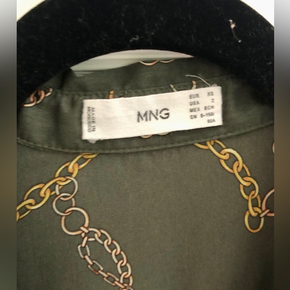 Mango Green Chain Print Midi Shirt Dress size 2 - Picture 9 of 10